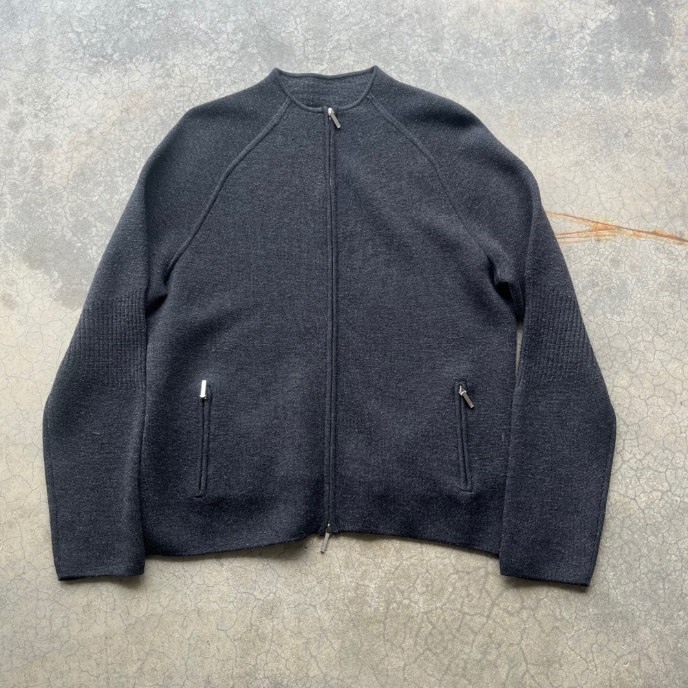Lauren Ralph Lauren Merino Wool Full Zip Sweater Gray Mock Neck XL